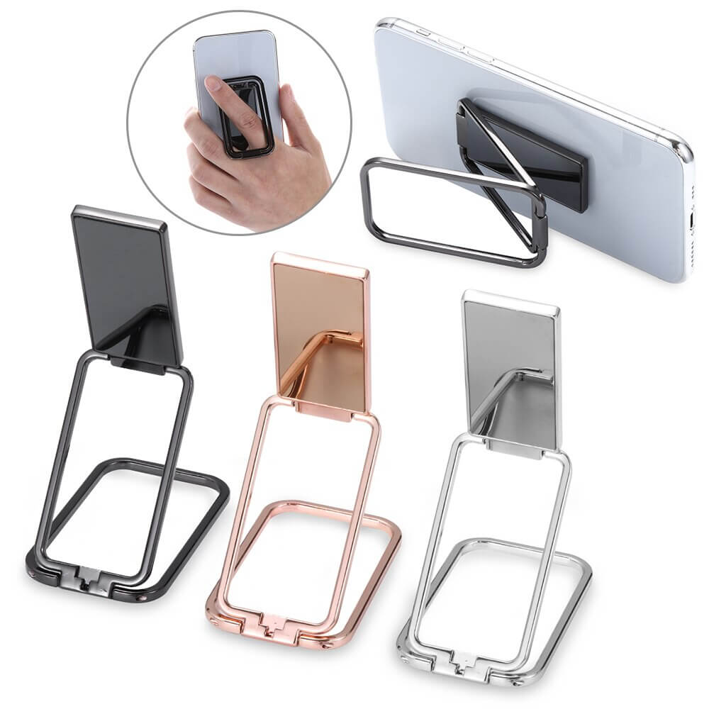 Justerbar fingerholder til mobil. 360° roterende design, ideell som telefonstativ og bilholder.