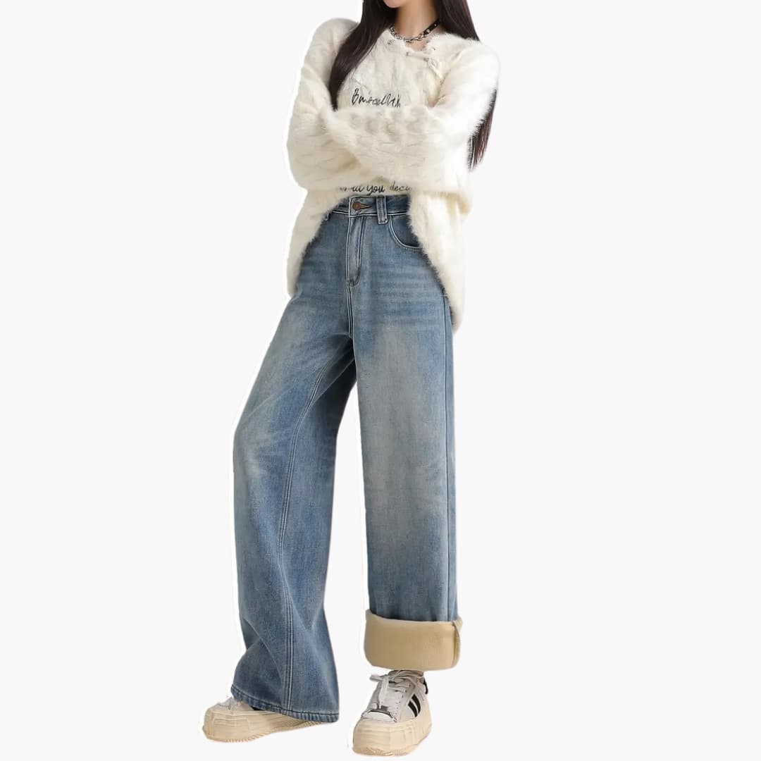 Helena - Stylish jeans with wide legs and high waistband for women