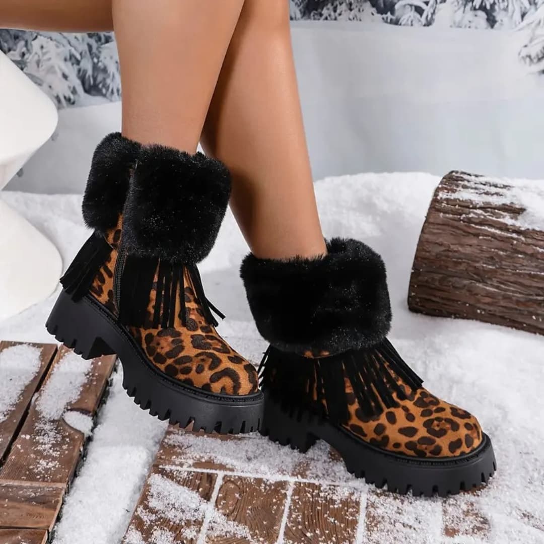 Katrin - Stylish leopard patterned snow boots for women