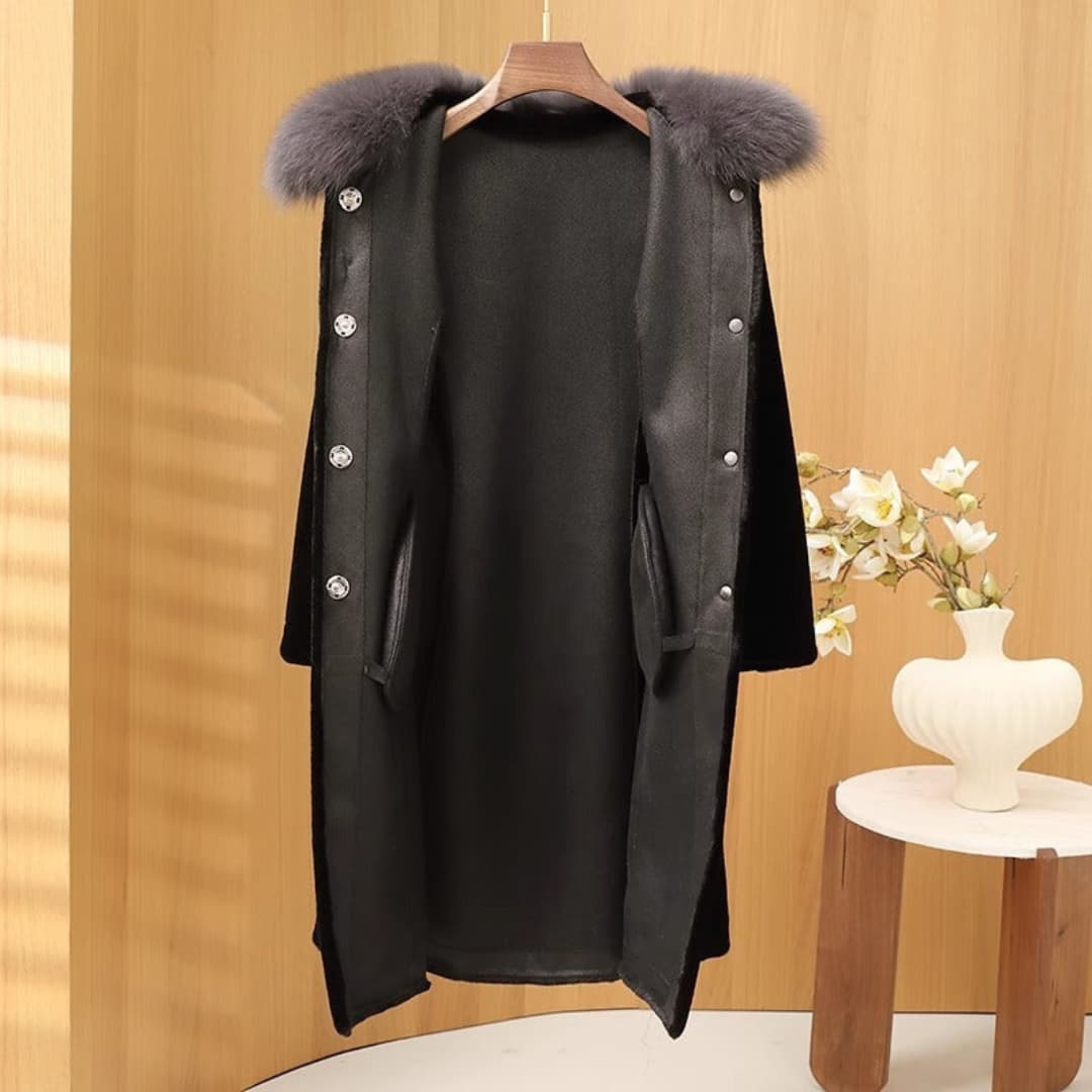 Bronwyn - Elegant mink coat with fox fur for women
