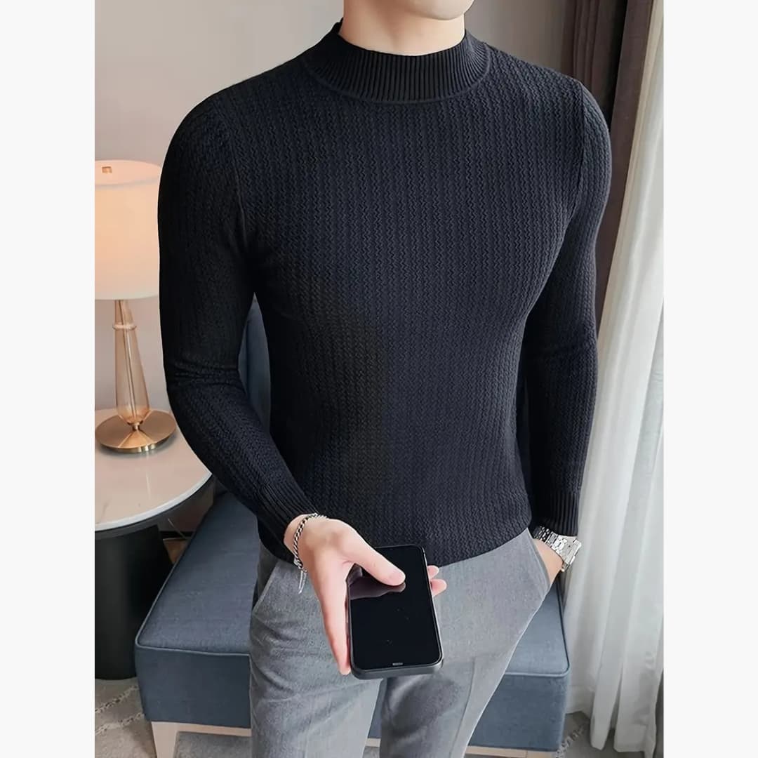 Martin - Casual sweater with stand-up collar for men