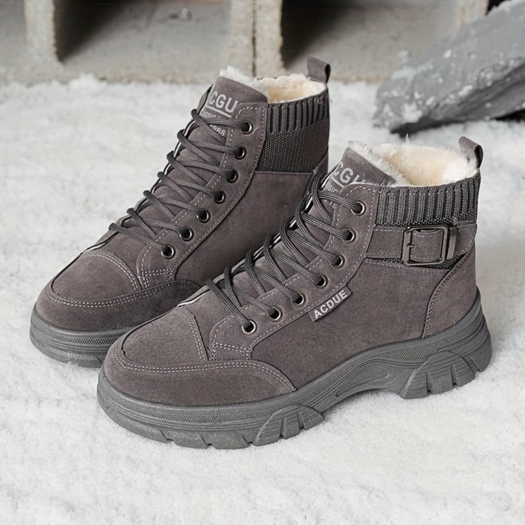 Comfortable Winter Snow Boots with Lacing Fleece Lining for Women