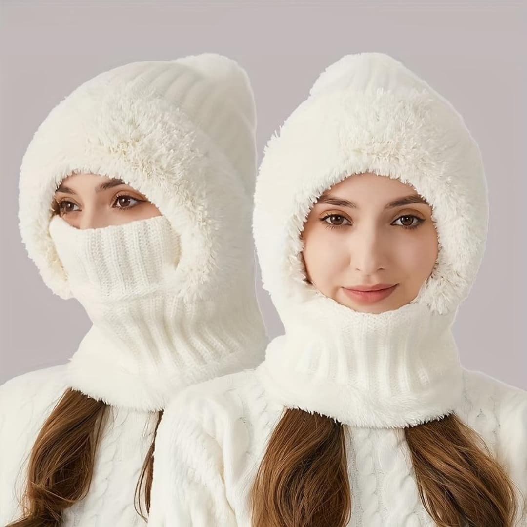 Sherpa Fleece Balaclava Windproof Adjustable Ski Mask with Neck Warmer