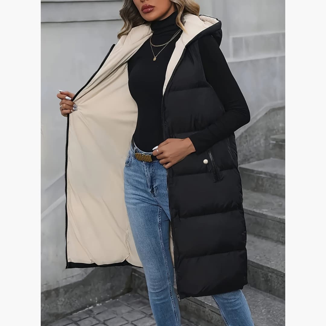 Catharina - Stylish puffy vest with zipper for women