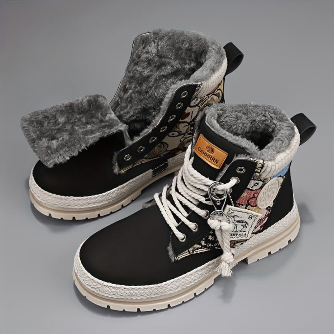 Motorcycle boots with graphic print for men windproof slip-resistant and stylish