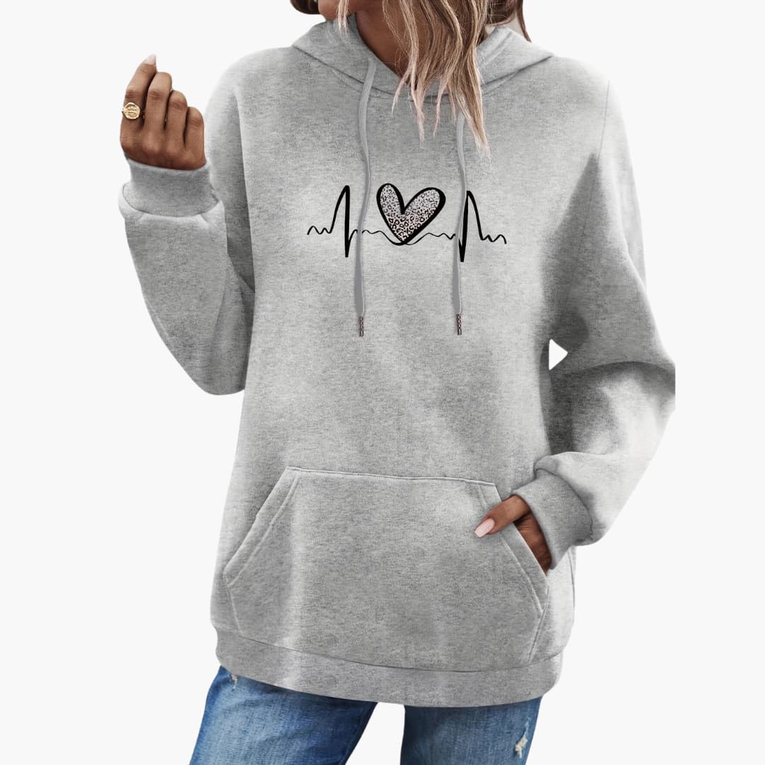 Carina - Stylish hoodie with heart print for women