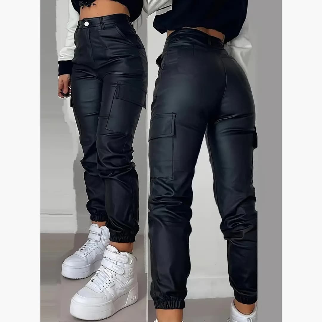 Holly - Trendy cargo pants with high waist for women