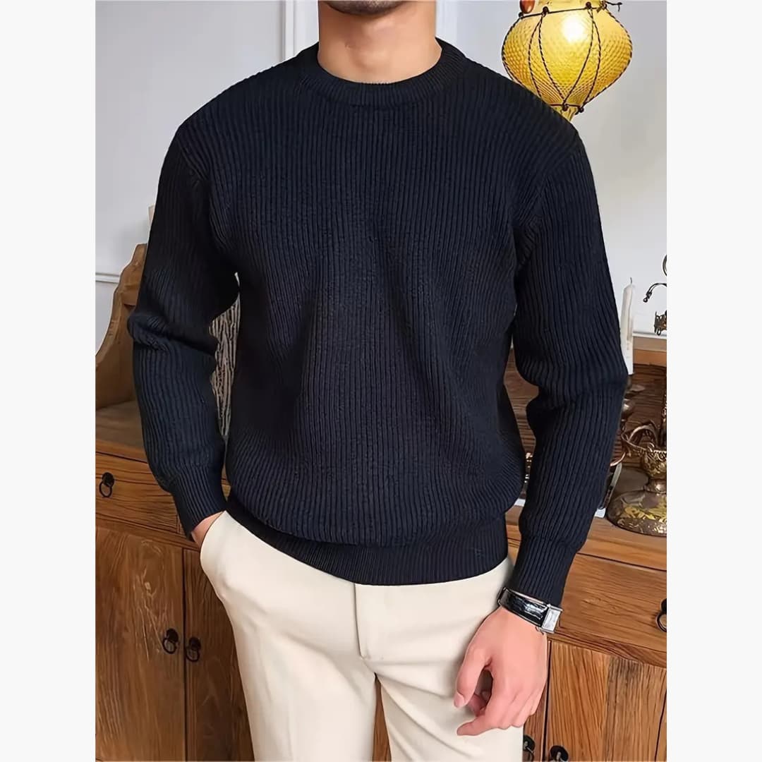 Casual Crew Neck Knitted Sweater for Men
