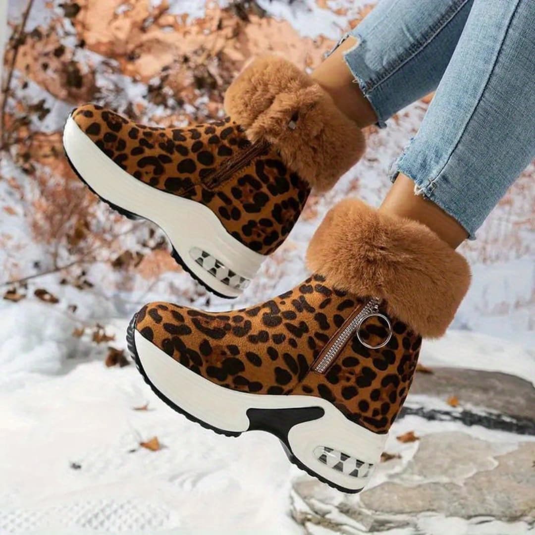 Angela - Elegant leopard patterned snow boots for women