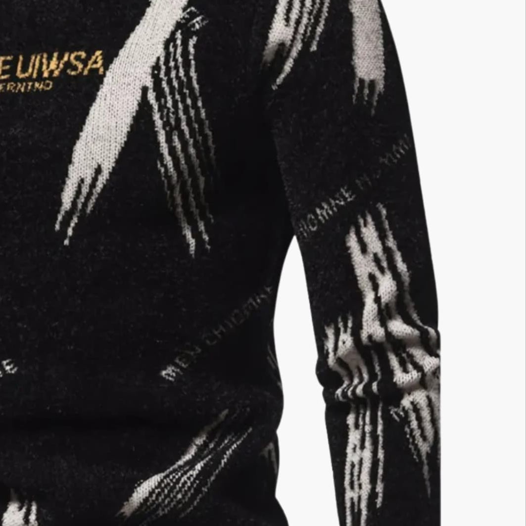 Fabian - Fashionable Jacquard Sweater with High Neck for Men