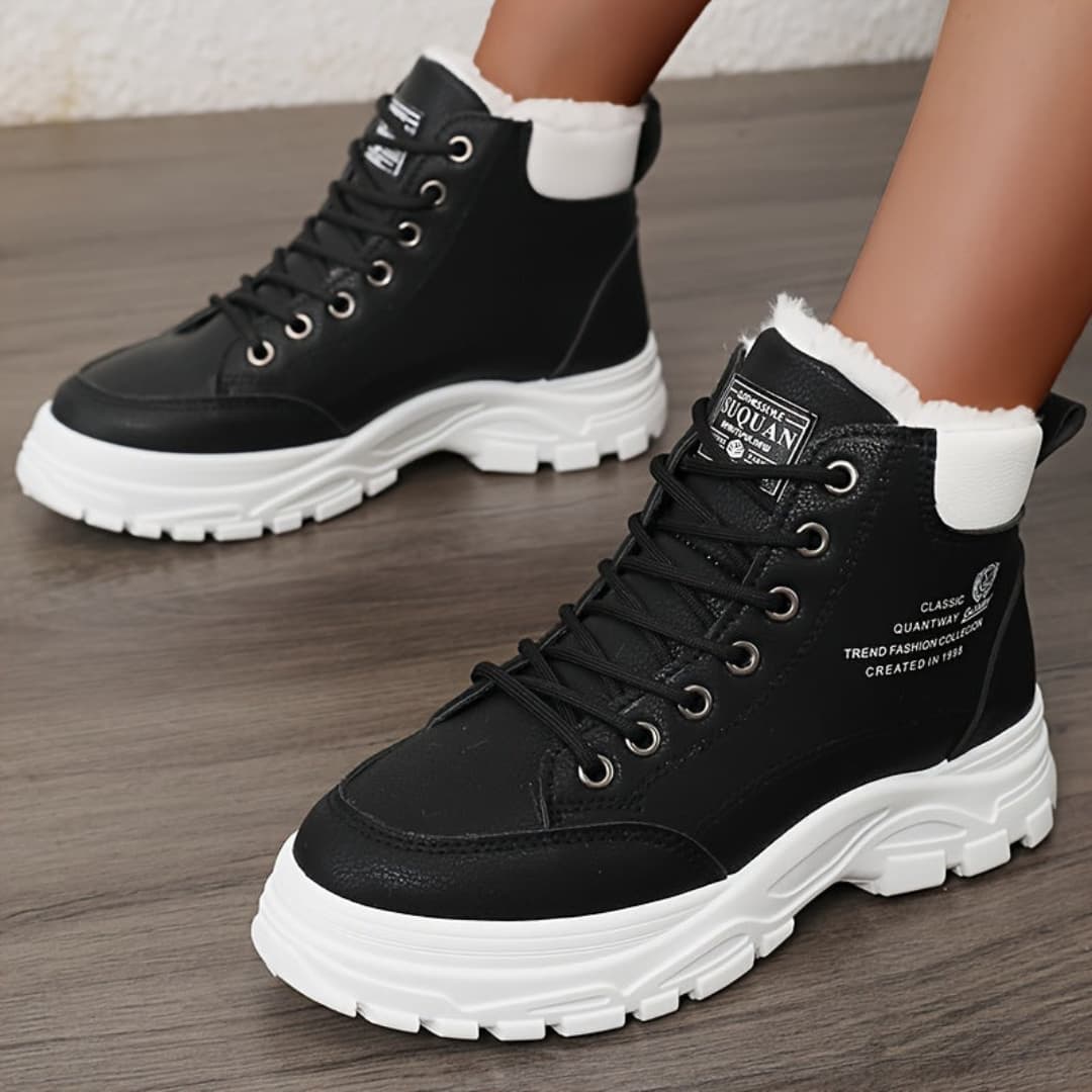 Women's Winter Snow Boots Fashion Thick Sole Fur Lined Cotton Shoes