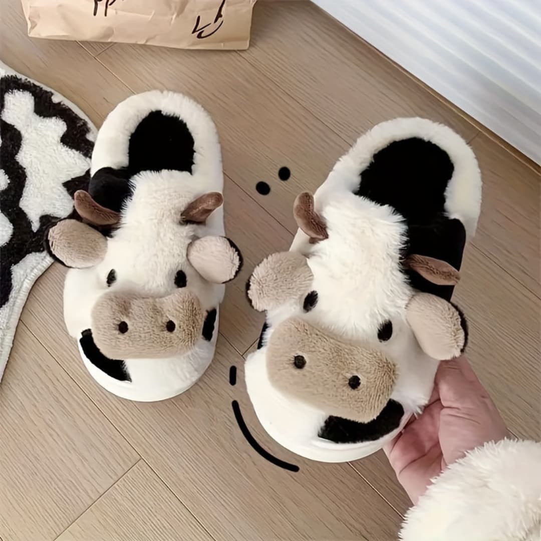 Agatha - Sweet slippers with cartoon cow for women