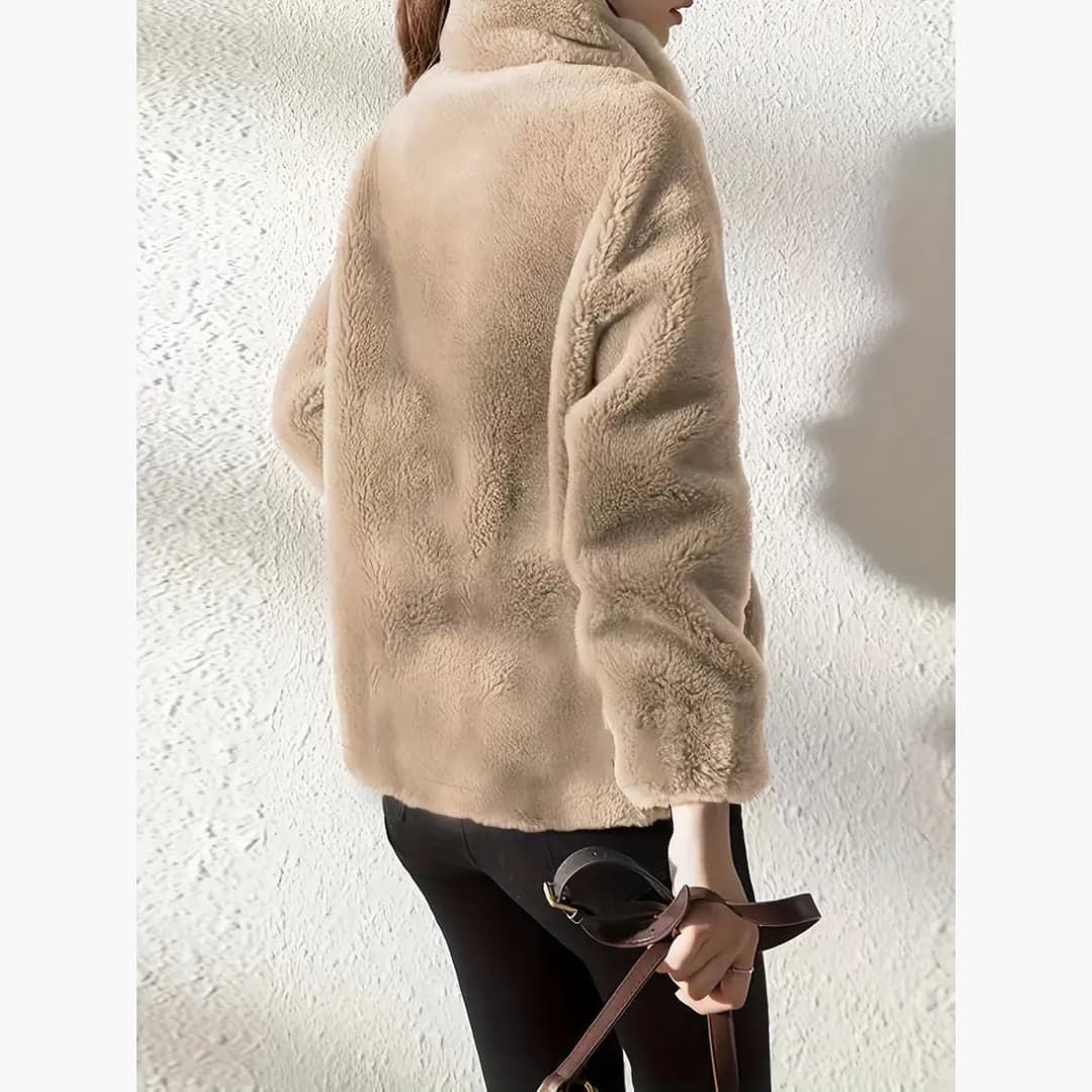 Women's Teddy Coat Warm and Casual Jacket with Zipper