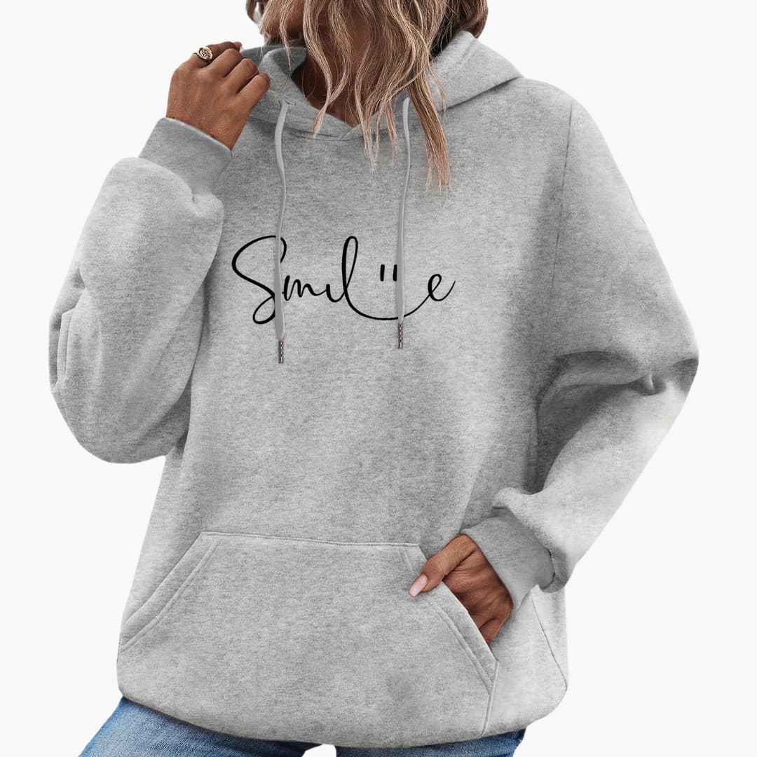 Caroline - Stylish Smile Graphic Hoodie for women