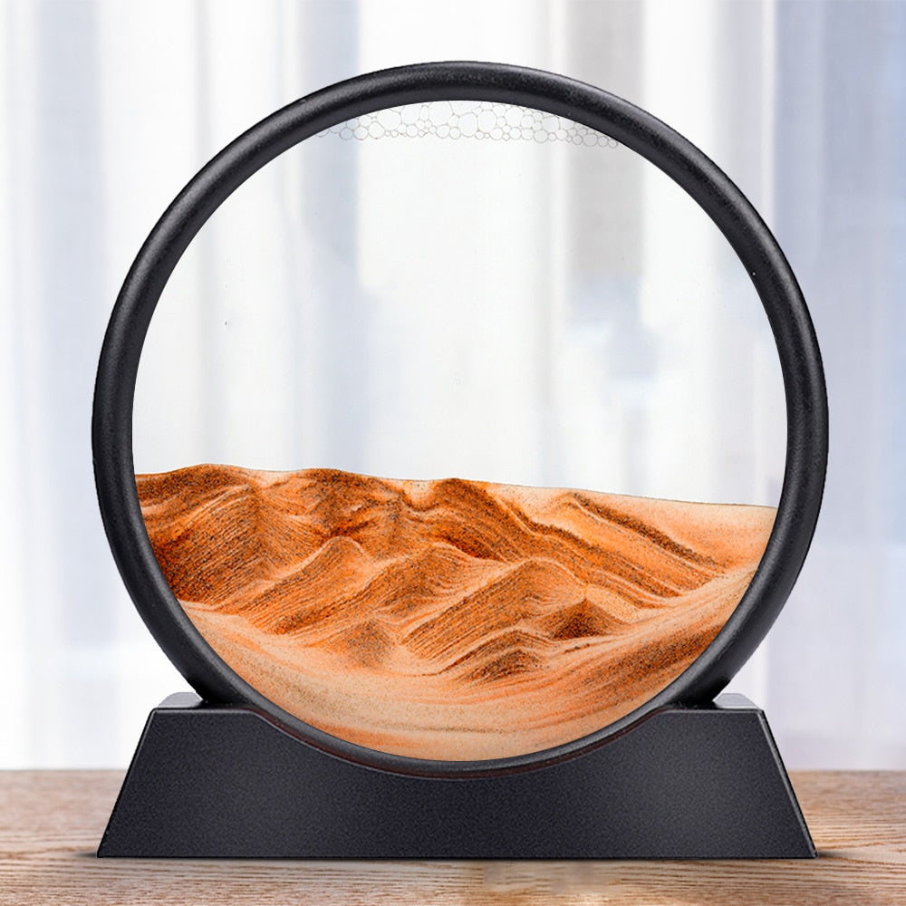 Samling sett med 3D sandkunst timeglass i forskjellige størrelser og farger, interiørdetalj