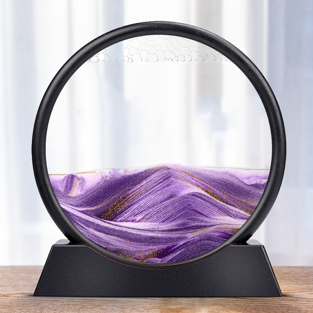 Bakside av 3D bevegelig sandkunst timeglass, viser solid konstruksjon og design