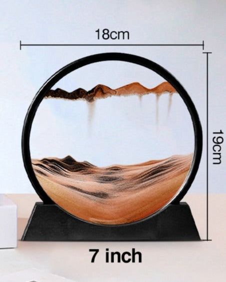 Detaljert oversikt over 3D sandkunst timeglass, fremhever glass og base design
