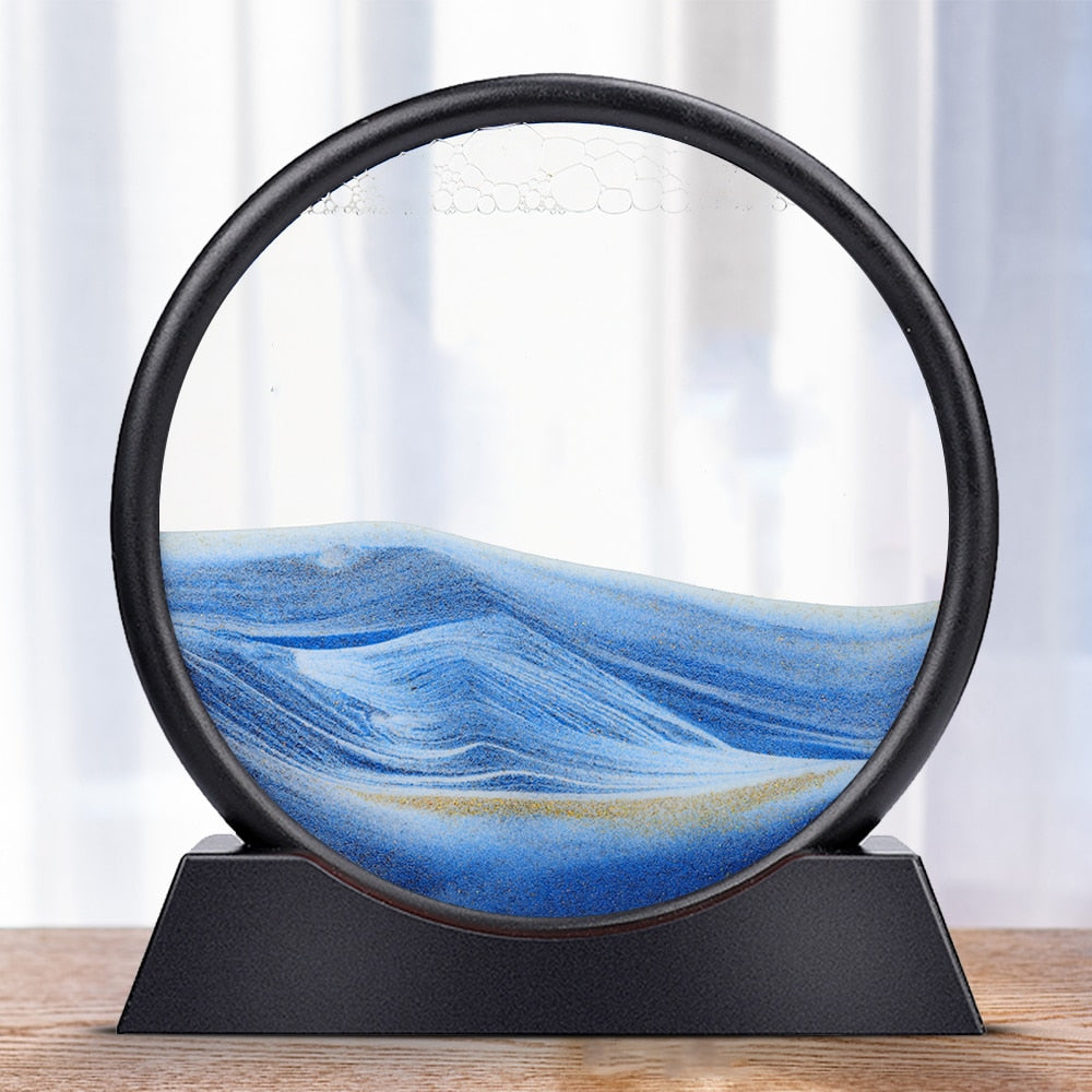 Moderne dekorasjon: 3D bevegelig sandkunst timeglass som et blikkfang i enhver innredning