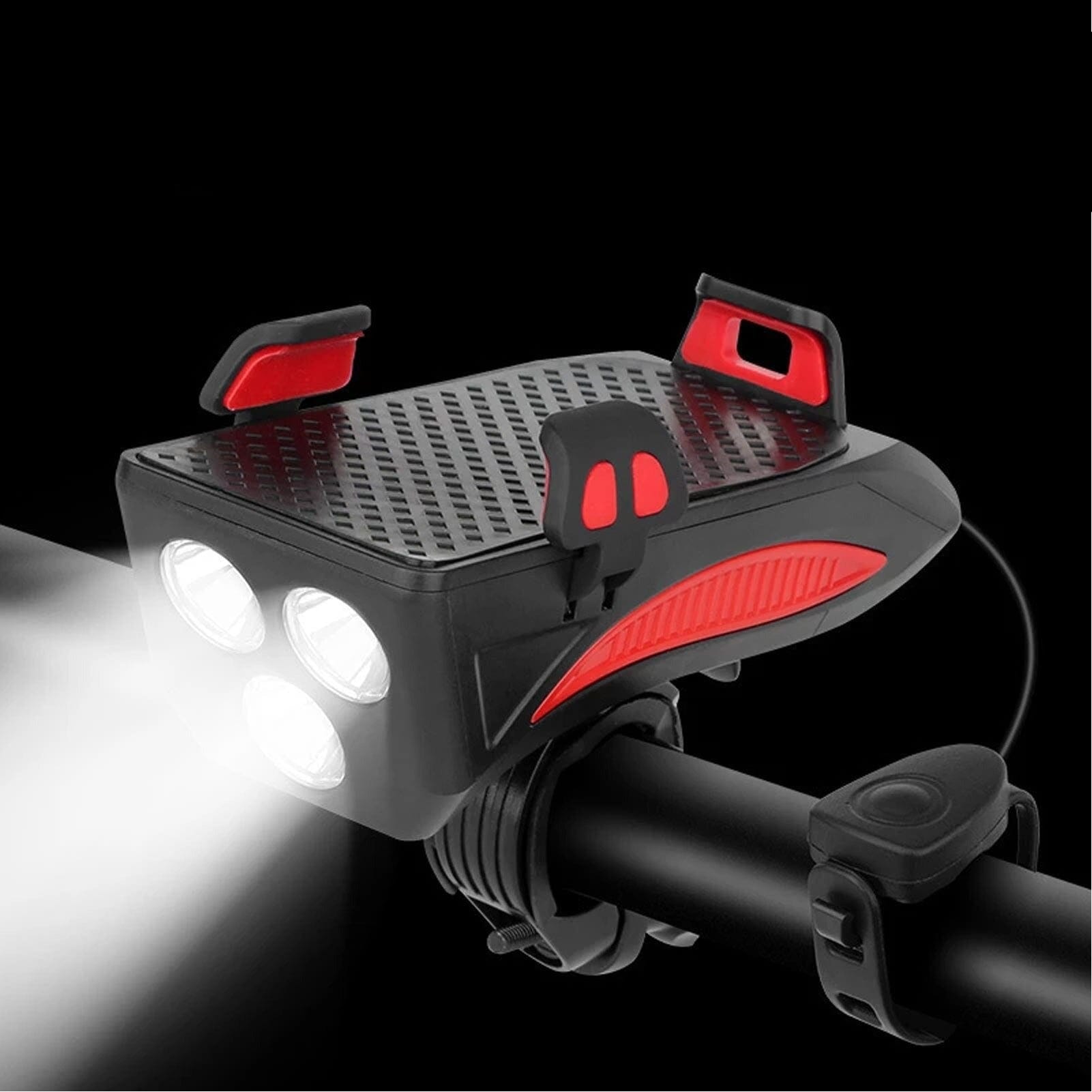 Vanntett sykkelutstyr 4-i-1: kraftig USB-ladbar LED-lampe og powerbank