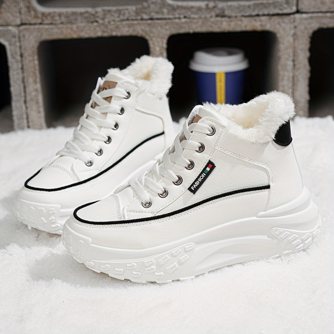 Solid thermal soft winter sneakers for women warm and stylish