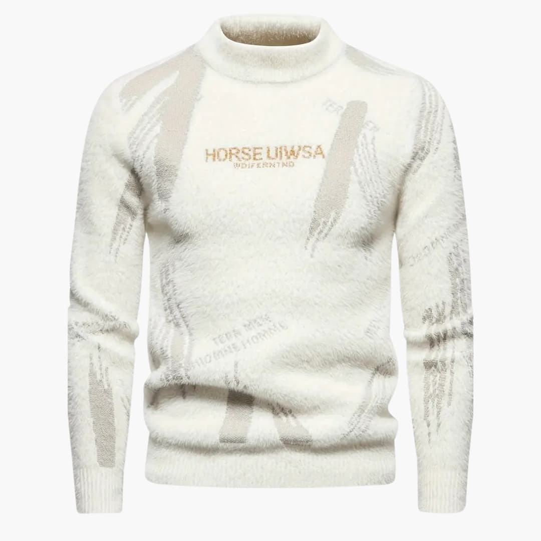 Fabian - Fashionable Jacquard Sweater with High Neck for Men