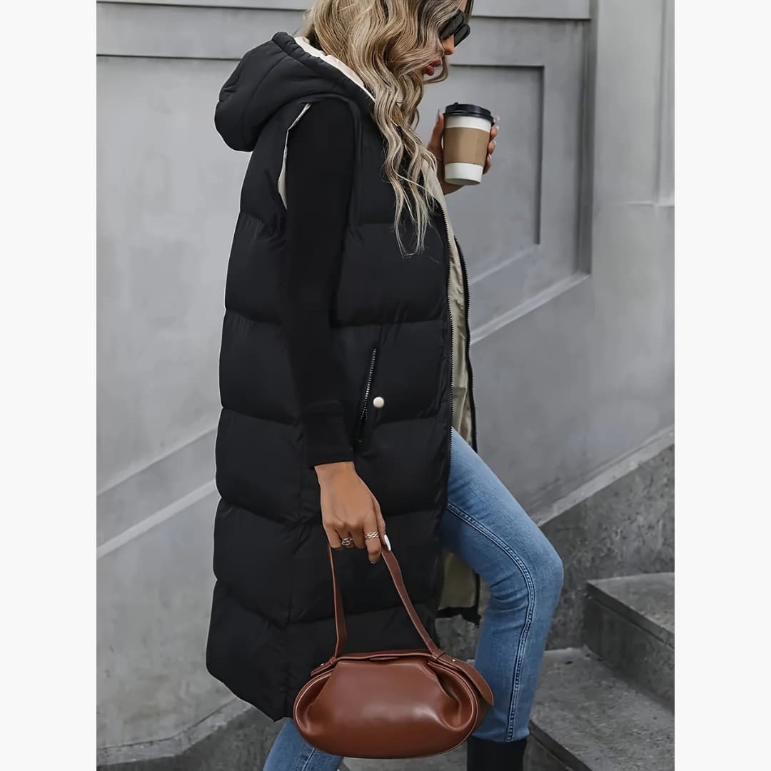 Catharina - Stylish puffy vest with zipper for women