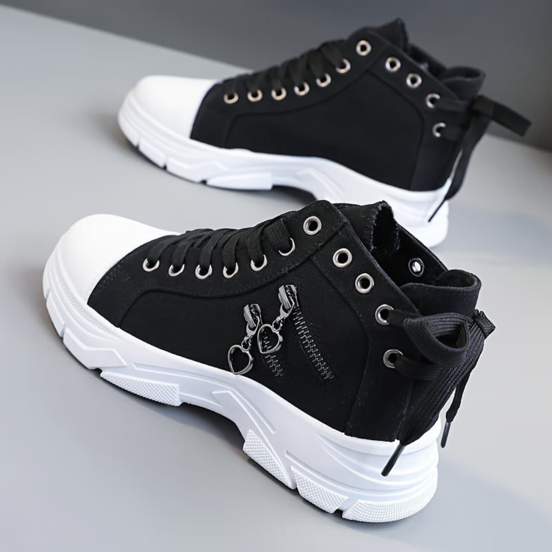 New canvas high-top sneakers for women breathable thick sole