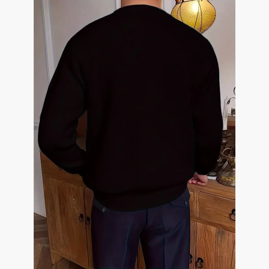 Casual Crew Neck Knitted Sweater for Men