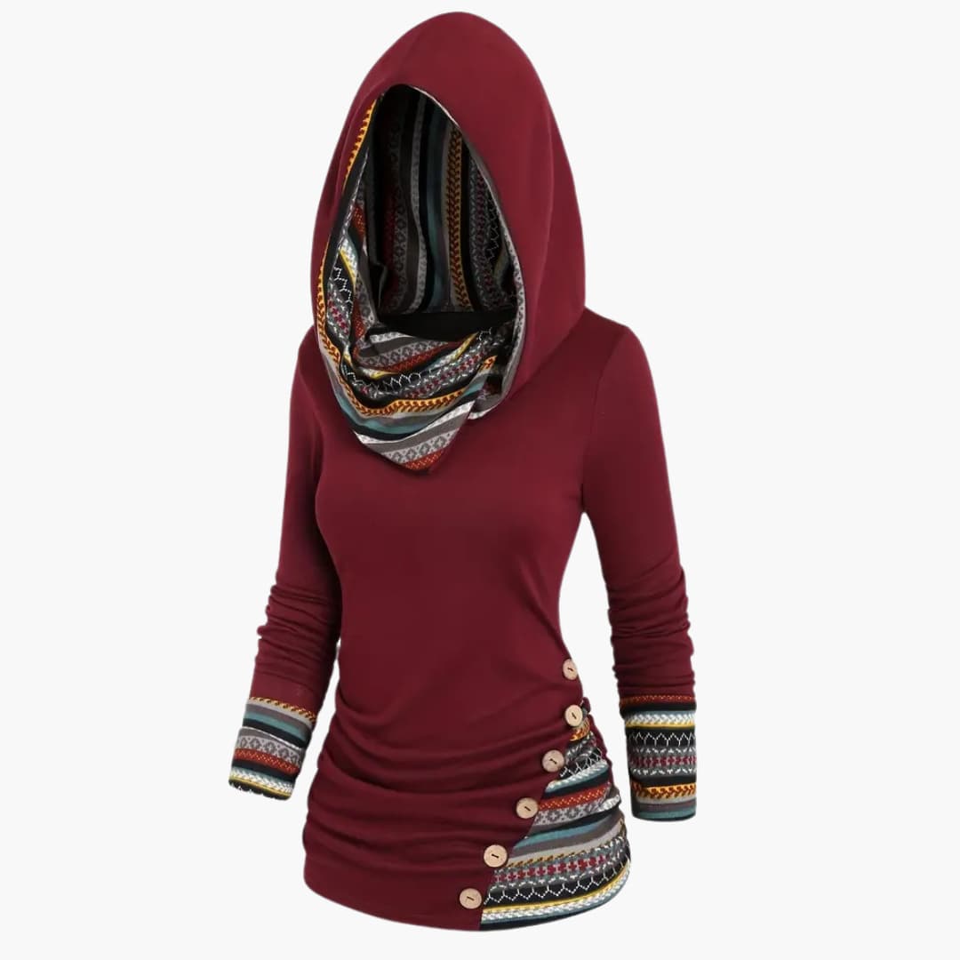 Gemma - Stylish hoodie with ethnic print for women