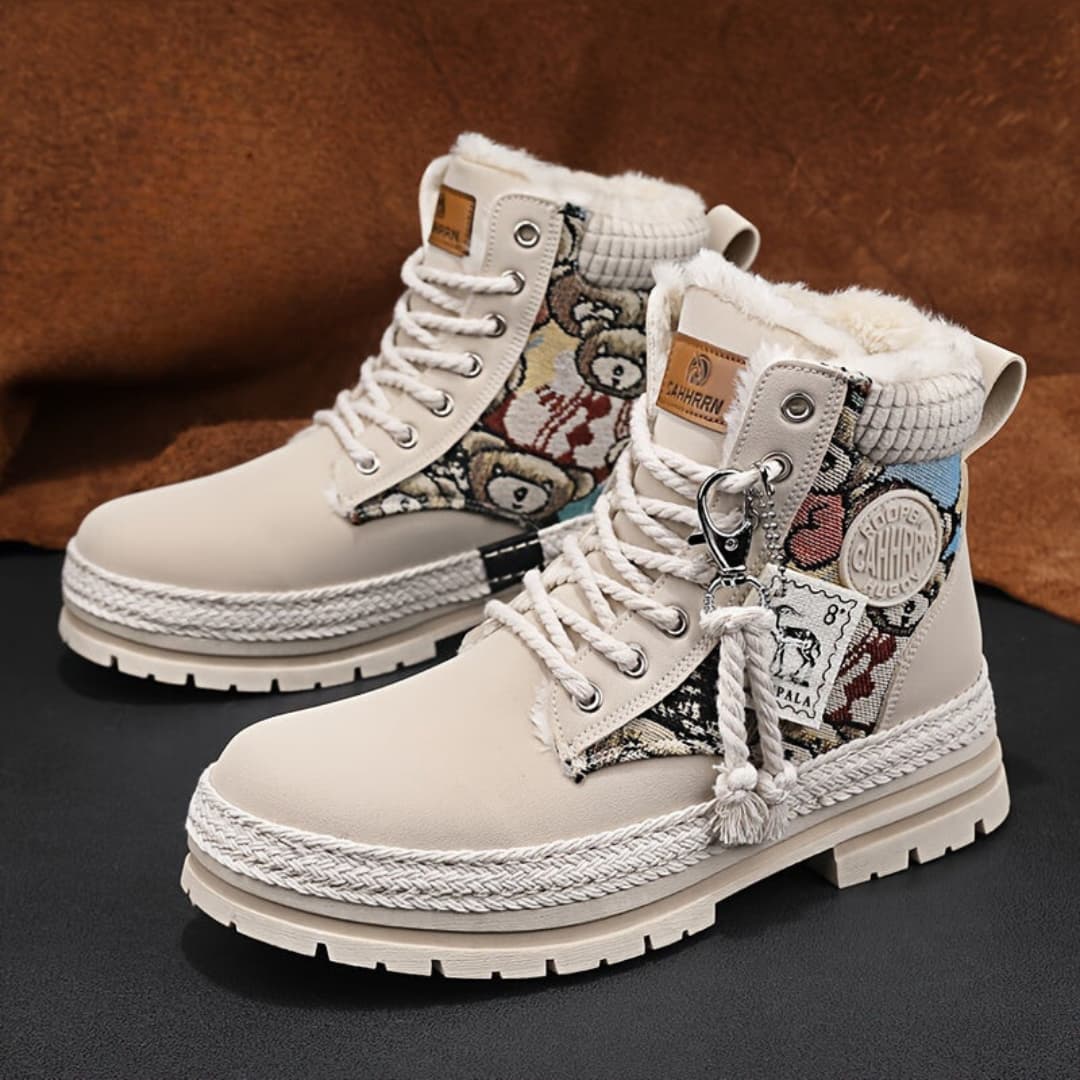 Motorcycle boots with graphic print for men windproof slip-resistant and stylish
