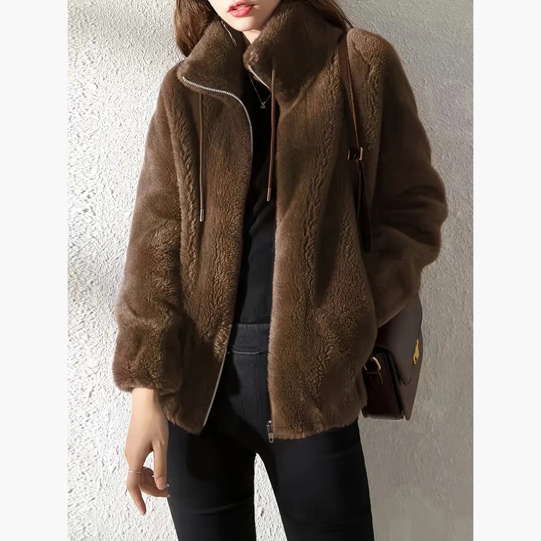 Women's Teddy Coat Warm and Casual Jacket with Zipper