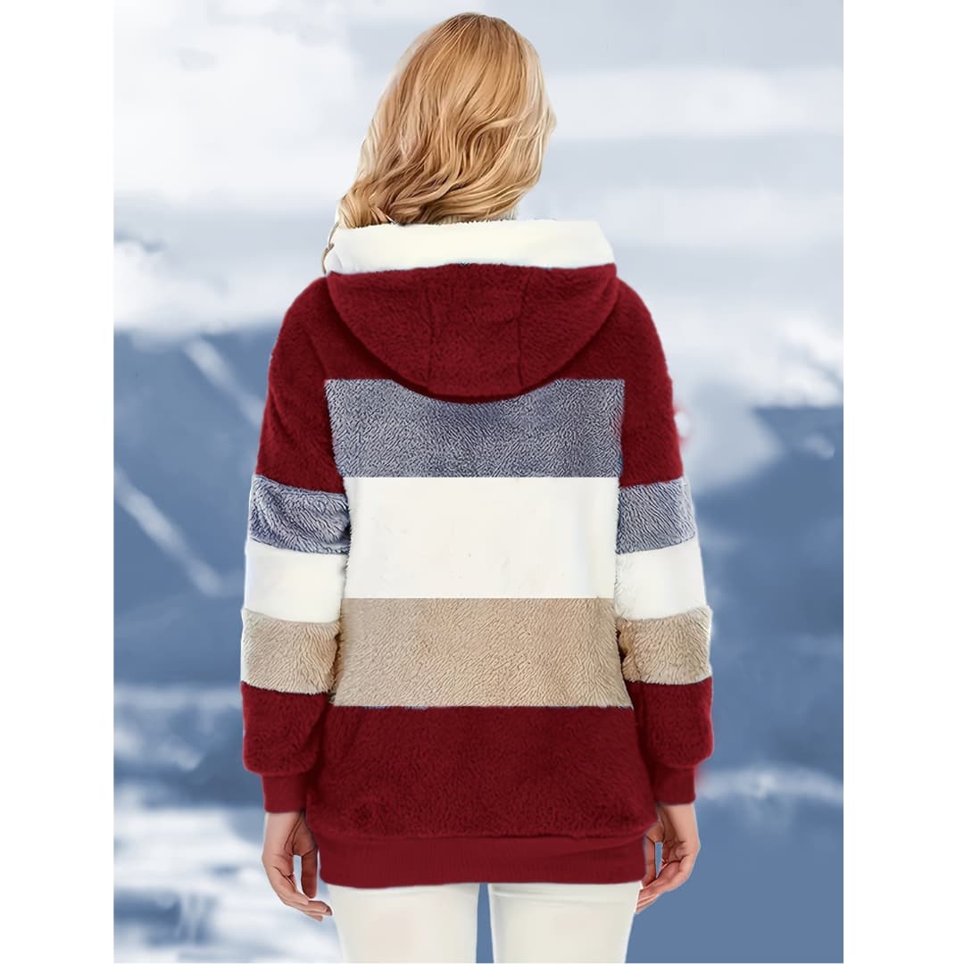 Kvinners Casual Faux Fur Jakke med Glidelåslommer Hette Høst Vinter