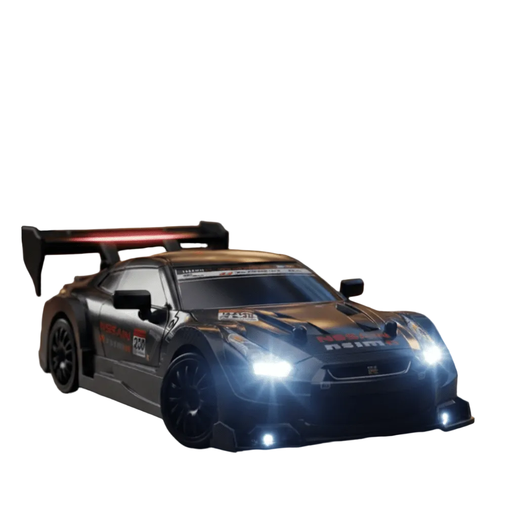 4WD RC Driftbil i aksjon, røyker dekk på glatt bane – perfekt for voksne.