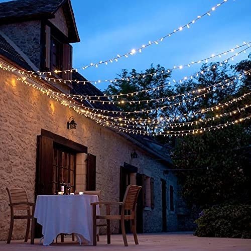 500 LED varm hvite julelys, lang lyslenke for utendørs dekorasjon, skaper en magisk atmosfære med vanntett design.