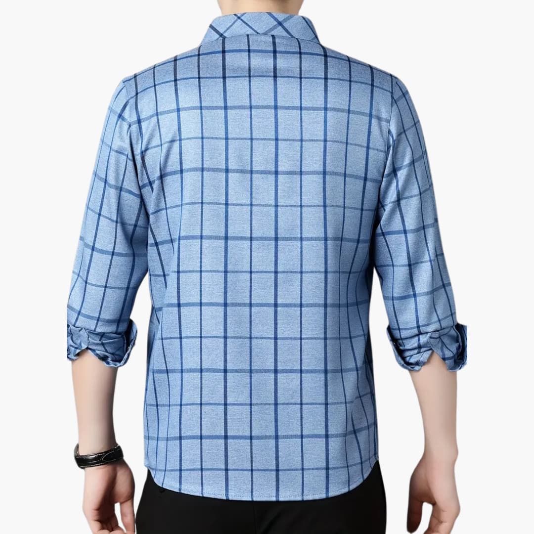 David - Trendy rutete skjorte med revers for menn