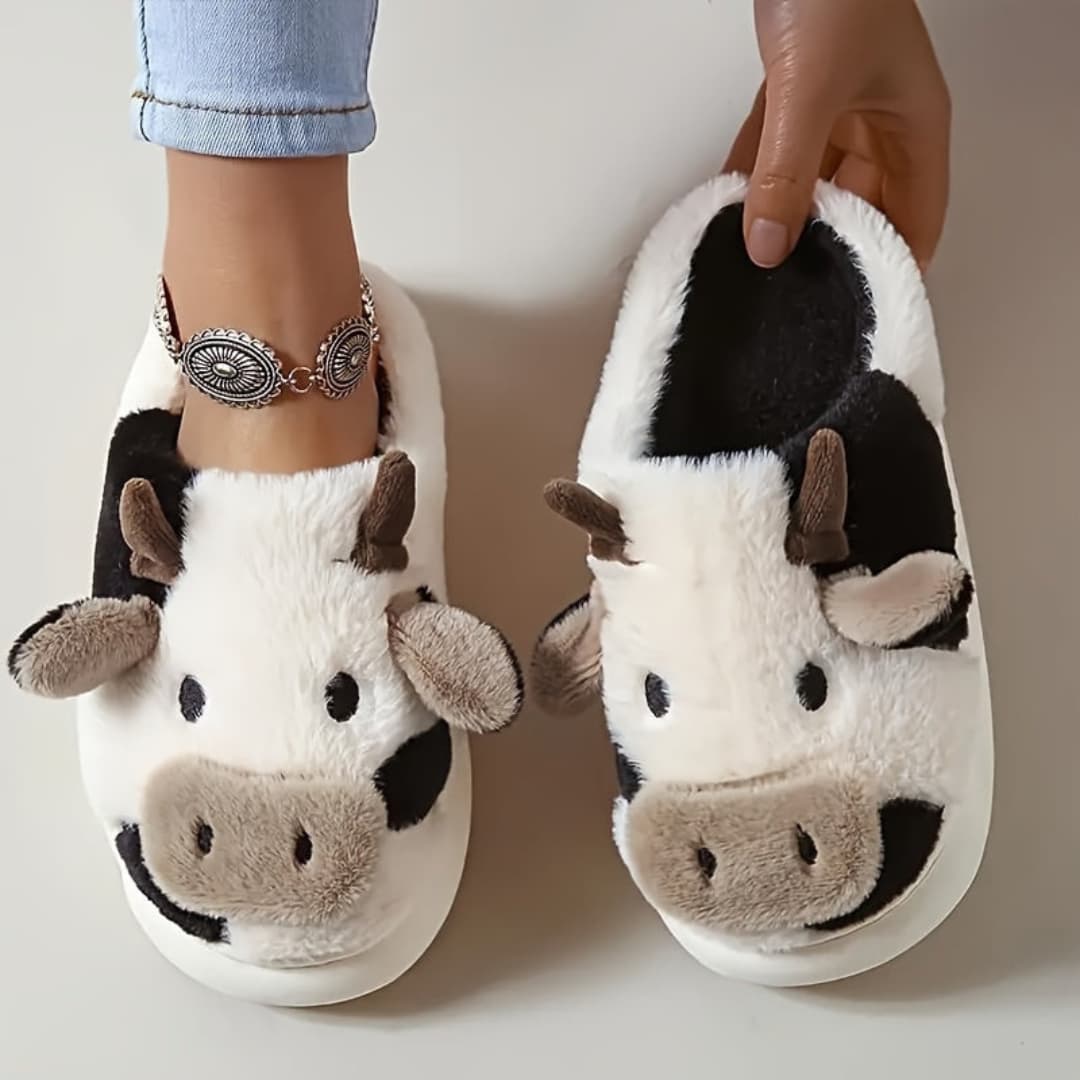 Agatha - Sweet slippers with cartoon cow for women