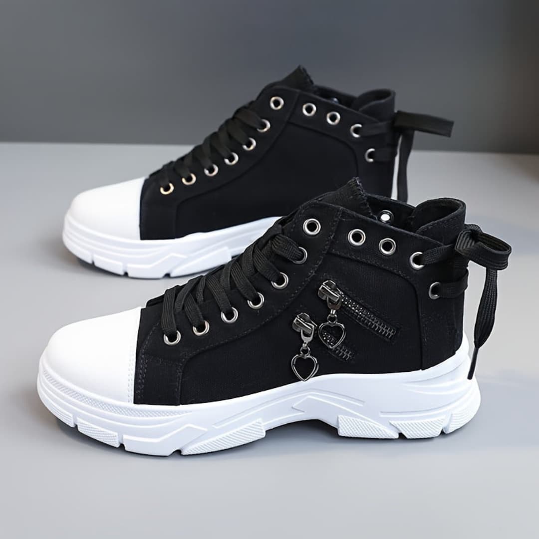 New canvas high-top sneakers for women breathable thick sole