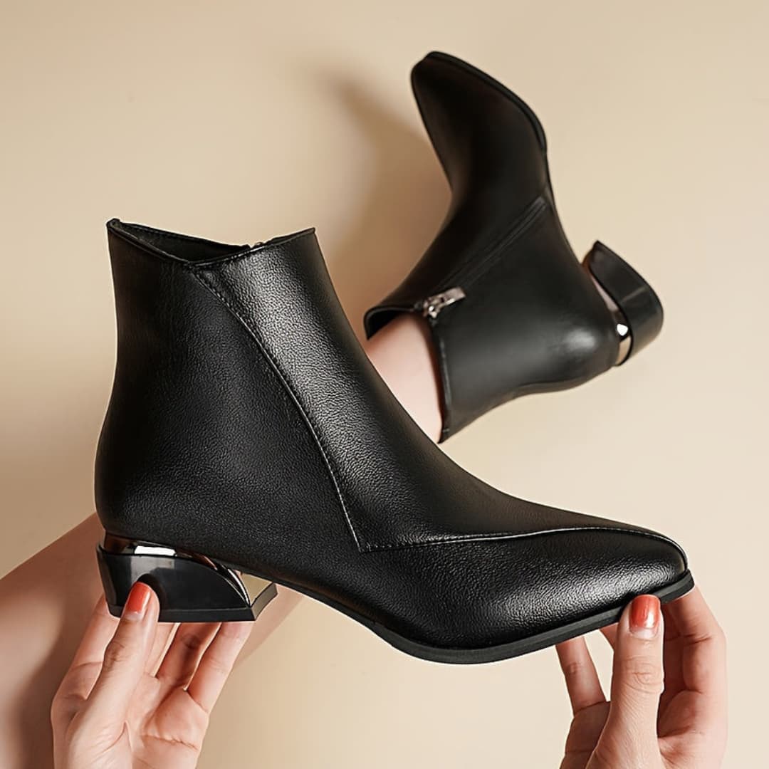 Make an impression with these chunky low-heeled ankle boots