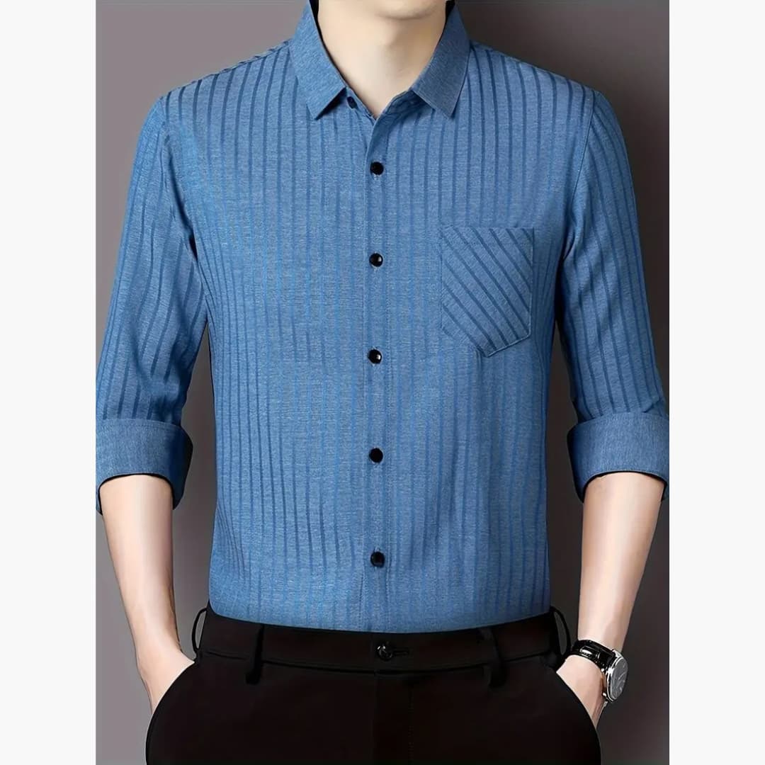 Simon - Stylish striped shirt with buttons for men