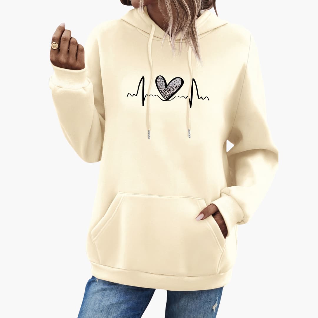 Carina - Stylish hoodie with heart print for women