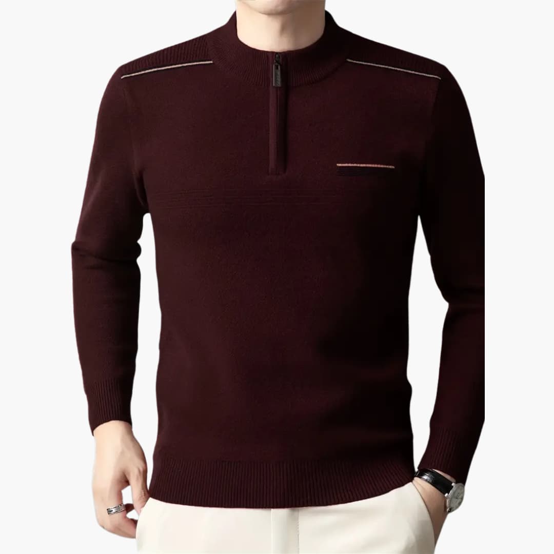 Maxim - Warm knitted sweater with zipper for men