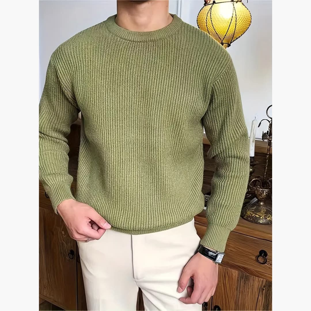 Casual Crew Neck Knitted Sweater for Men