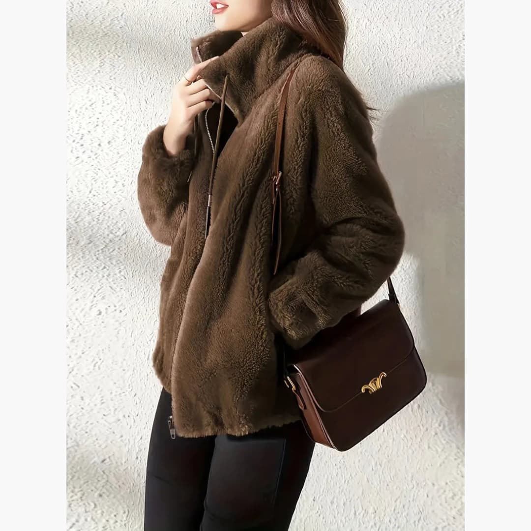 Women's Teddy Coat Warm and Casual Jacket with Zipper