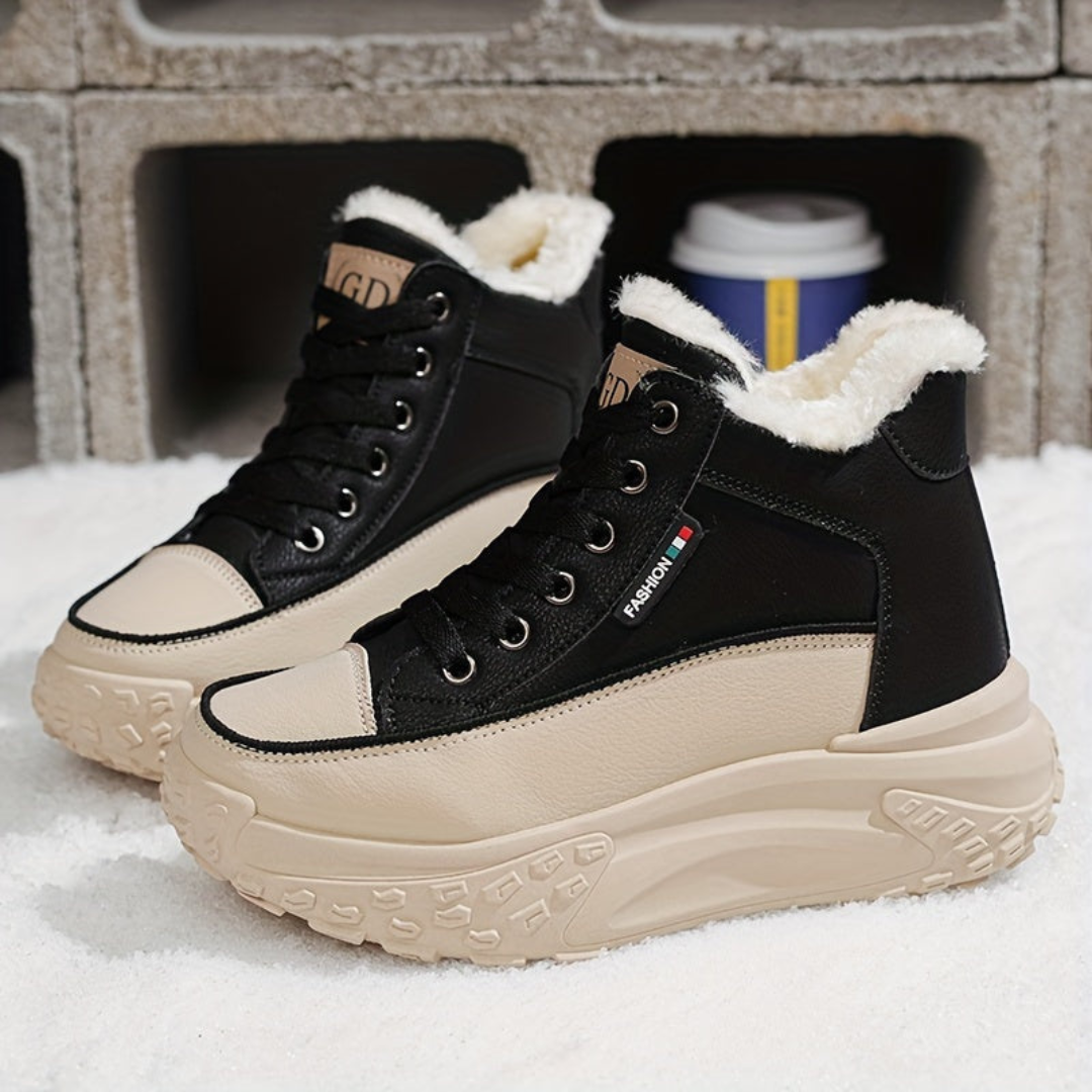 Solid thermal soft winter sneakers for women warm and stylish