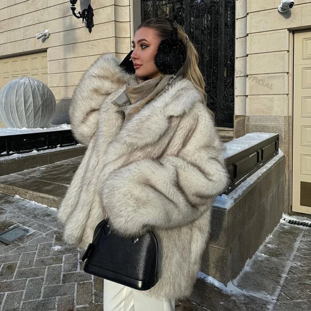 Andrea - Trendy oversized faux fur coat for women