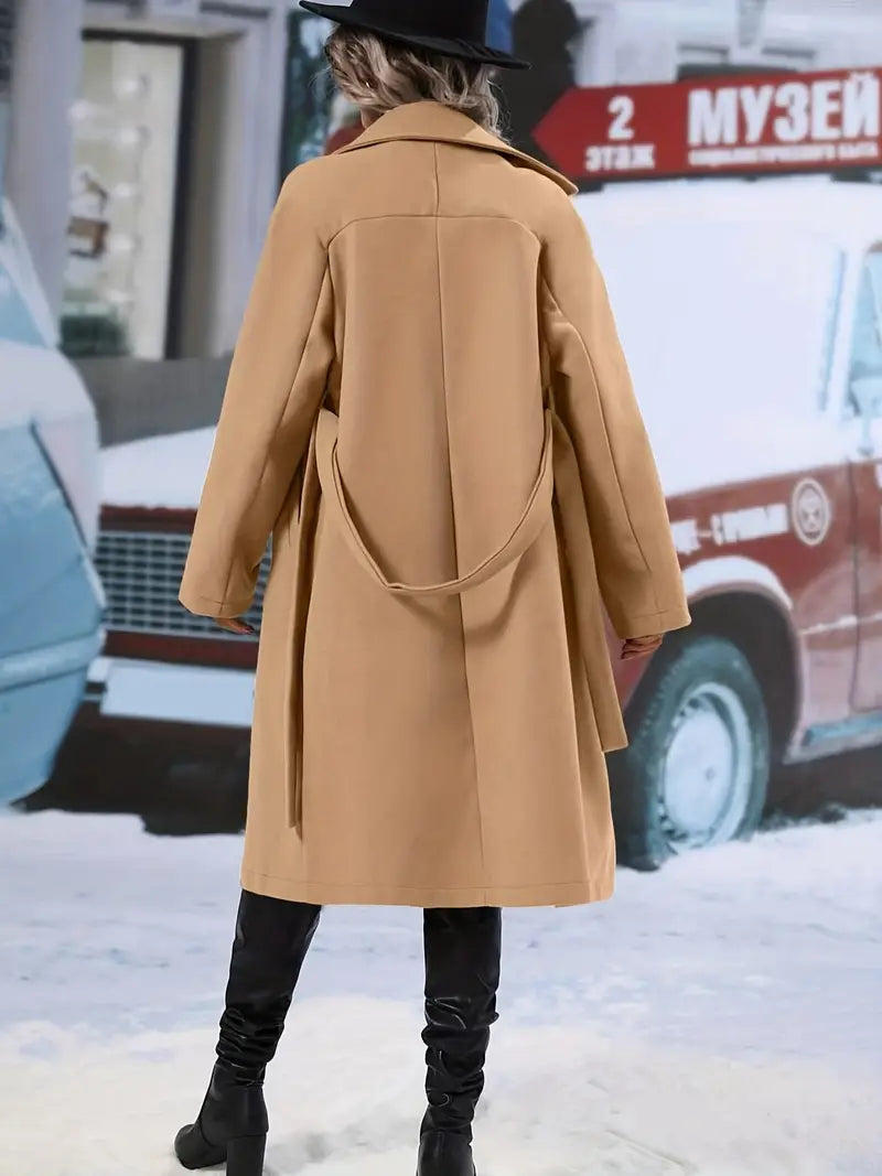 Elegant Dobbelkneppet Midi-Vinterjakke