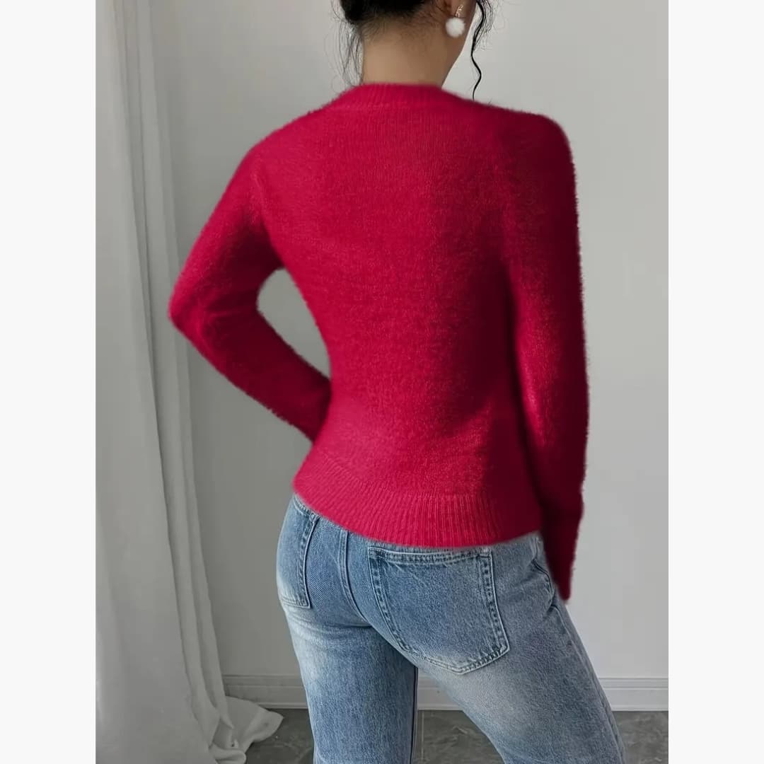 Eileen - Sweater with round neck in cozy knit for women