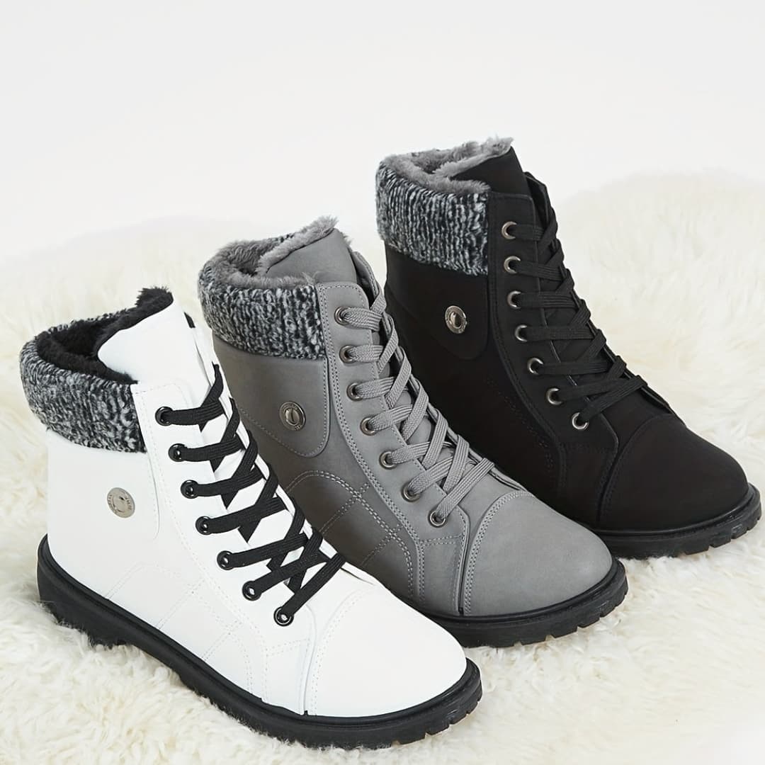 Simple Winter Boots for Women Side Zipper Soft Sole Platform Warm Lining