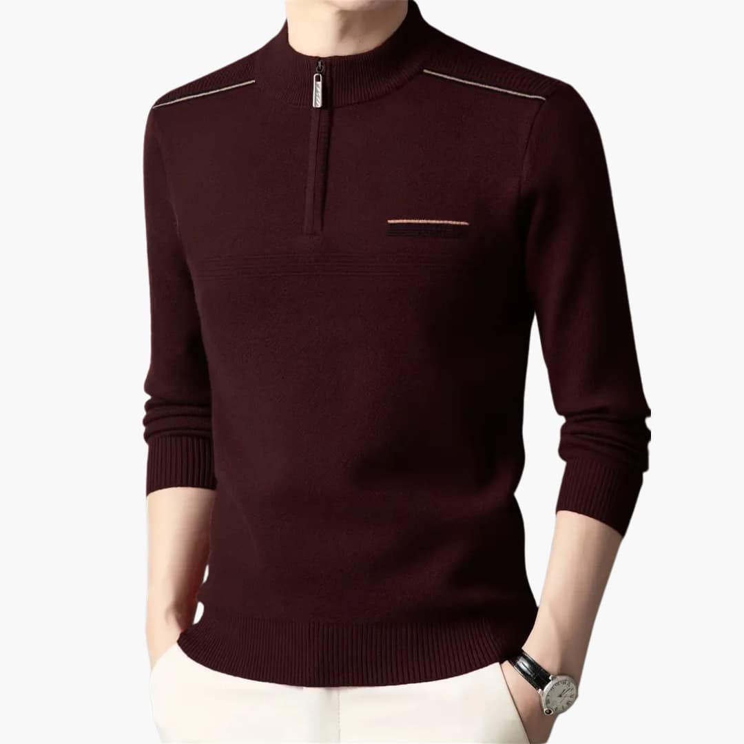 Maxim - Warm knitted sweater with zipper for men