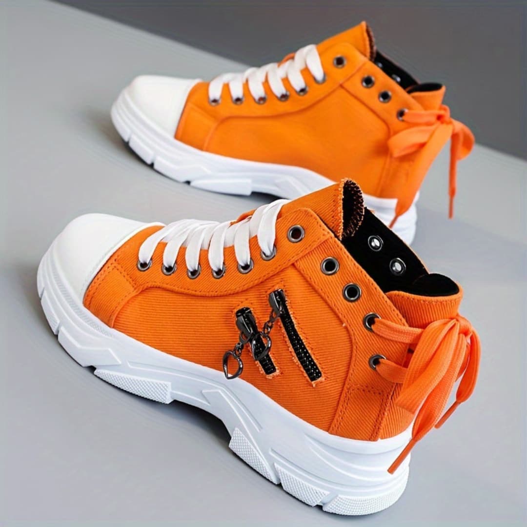 New canvas high-top sneakers for women breathable thick sole